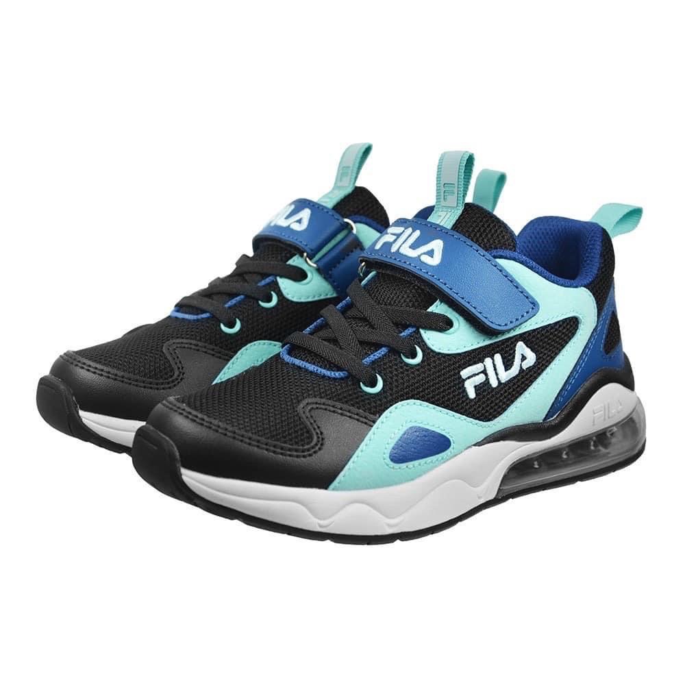 (19cm/藍)FILA KIDS 氣墊慢跑運動鞋/彈性.抗菌.透氣.雙密 