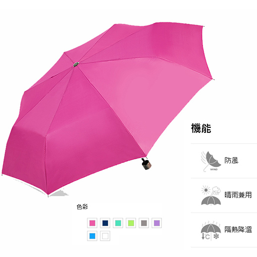 【FOODCOM】玻璃纖維小折傘(不挑色/隔熱降溫/晴雨兼用/抗 