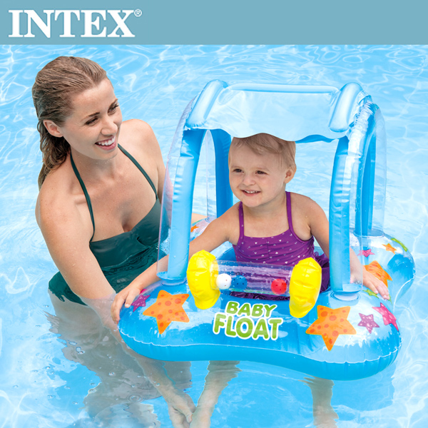 特惠省10!(適用1-2歲)【INTEX】BABY幼兒遮陽戲水泳圈(兩個 