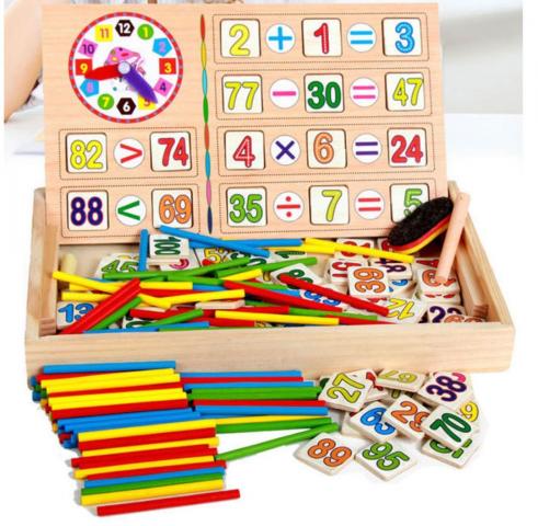 兒童彩色數字木製數數棒遊戲組(學習數字基礎的概念)
