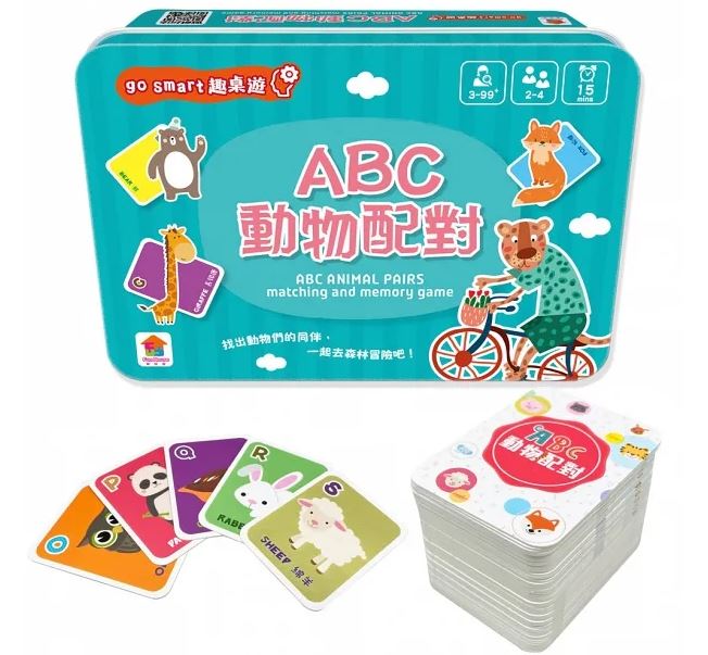 (新版鐵盒)雙美 go smart趣桌遊：ABC動物配對（52張加厚遊 