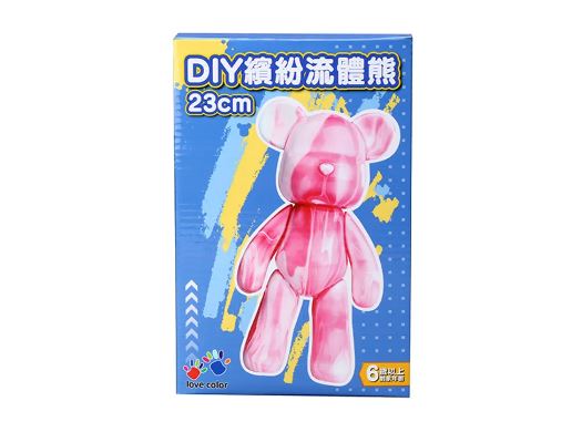 (23cm)DIY繽紛流體熊(白熊模型+畫筆+塑膠手套+顏料*4.顏色 