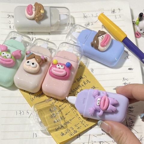 (超可愛6入組)可愛卡通修正帶 立可帶 莫蘭迪色 × 丑萌系 