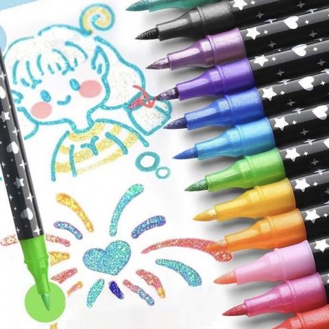 (48色/拉環袋裝)夢幻閃光馬克筆組｜珠光軟頭超好畫！