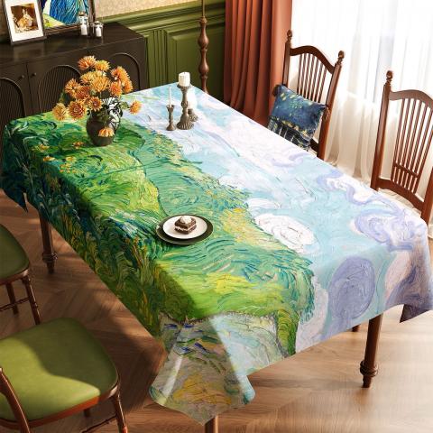 超美的 梵谷油畫風防水防油桌布(約140*180CM)大尺寸桌巾藝 