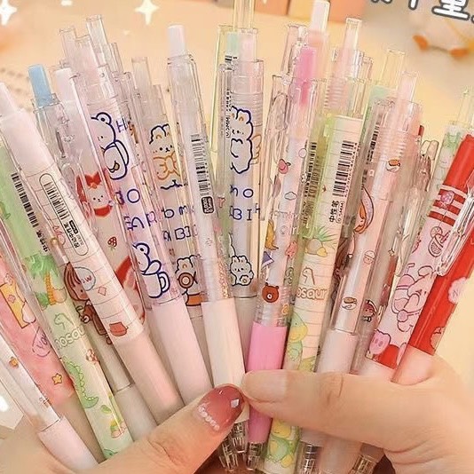 (5支筆+20支筆芯)INS 卡通按動筆 按壓式中性筆0.5mm黑色（ 