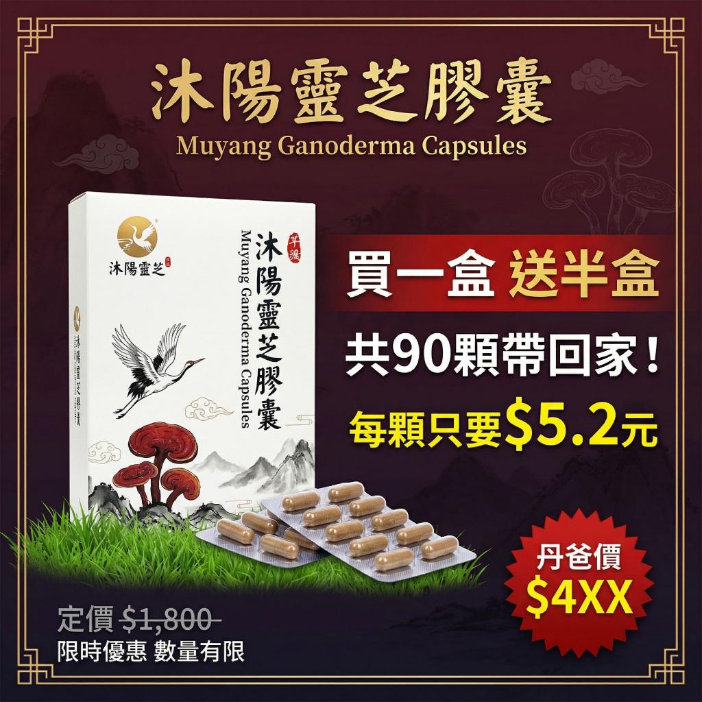 專案優惠(加贈30顆)沐陽靈芝膠囊(60顆/盒)效期2026-09-01 