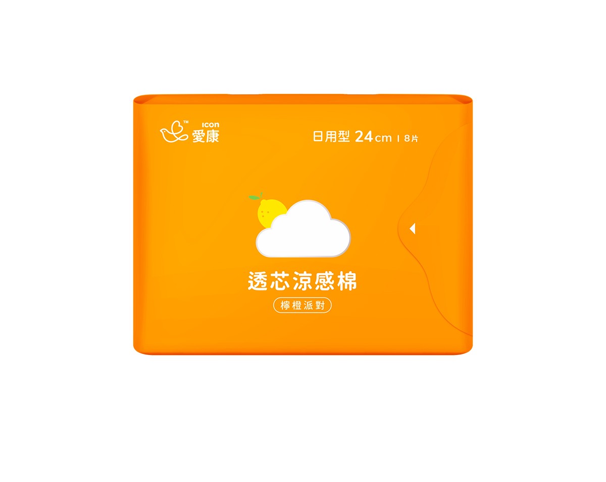 (日用型24cm/8片裝)愛康 涼感果香棉檸澄派對衛生棉8片